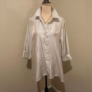 Like New Multiples Rising Horizon Blouse in Honey Gold, 3/4 cuffed sleeve Medium